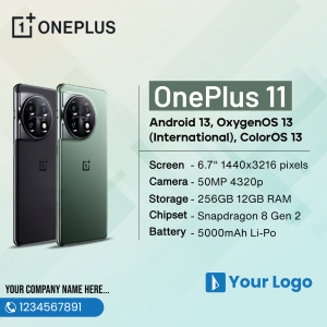 OnePlus 11 smartphone with specifications listed