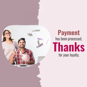 Couple celebrating successful payment with a piggy bank and falling money.