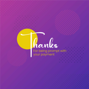 Abstract background with 'Thanks' text and payment confirmation message.