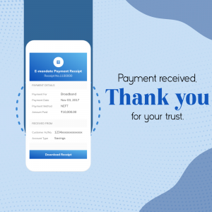 Smartphone displaying a Square payment receipt with a thank you message.