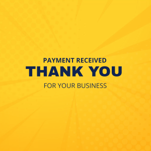 Thank you message with a yellow burst background