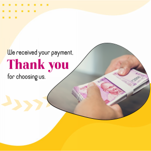 Hand holding Indian currency notes with a thank you message