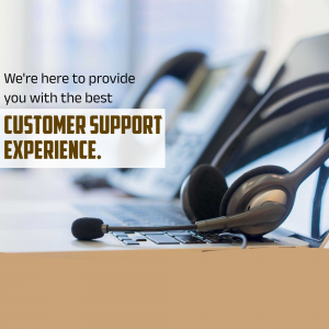 Headset and laptop with text 'CUSTOMER SUPPORT EXPERIENCE'