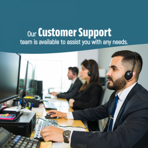 Customer support representatives working in an office