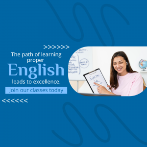 A woman teaching English in a classroom setting.