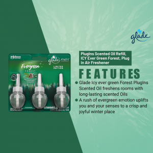 Close-up of Glade Evergreen Forest Scented Oil Plug Refill packaging