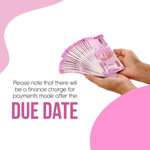 Hand holding Indian currency notes with a late payment warning.