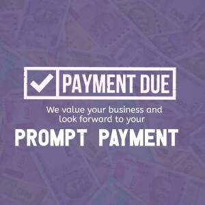 Image displaying a 'Payment Due' notification with a checkmark and money background.