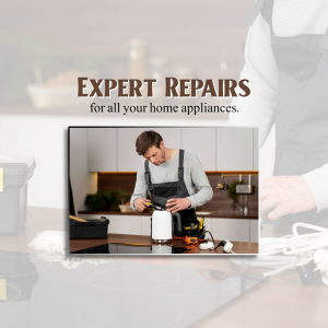 Appliance repairman fixing a coffee maker in a kitchen