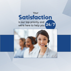 Customer service representative with headset smiling and assisting customers