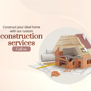 Image depicting house construction with blueprints and a house frame.