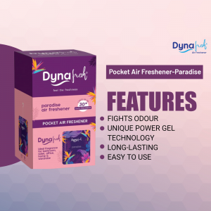 Dynafresh Paradise Pocket Air Freshener product packaging