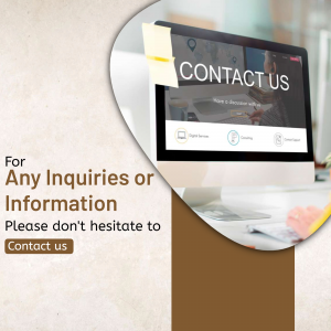Laptop displaying 'Contact Us' message with a sticky note and a person writing in the background.