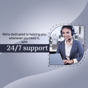 Customer support representative with headset and laptop