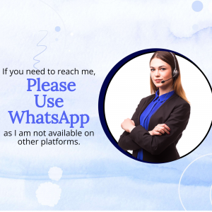 Customer support representative with WhatsApp contact information