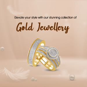 Elegant gold jewellery rings on a soft background