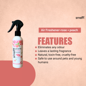 Smelt Air Freshener bottle with rose and peach scent