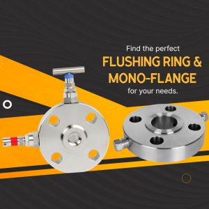 Stainless steel flushing ring and mono-flange components