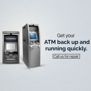 Image of an ATM with text promoting repair services