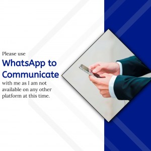 Image showing a hand holding a smartphone with text promoting WhatsApp as the preferred communication method.