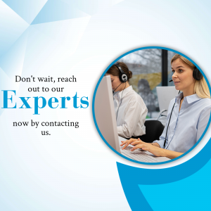 Customer support representatives wearing headsets working at computers