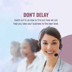 Smiling customer support representative with headset, team in background