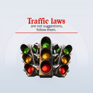 Image of a traffic light with all lights illuminated, emphasizing the importance of following traffic laws.
