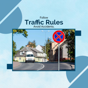 Traffic rules sign with a street scene
