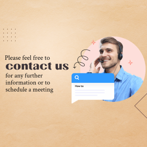 Man with headset offering customer support and contact information.