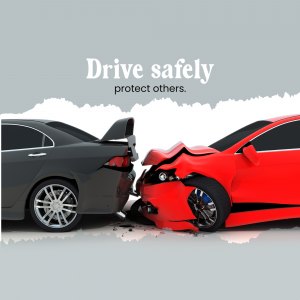Two cars involved in a rear-end collision, emphasizing the importance of safe driving.