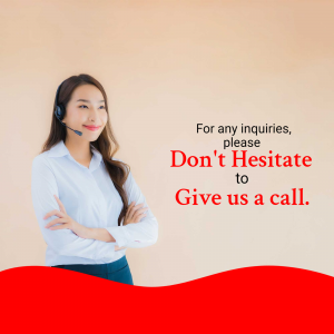 Smiling woman with headset encouraging calls for inquiries