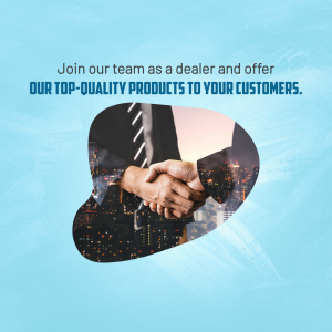 Image of a handshake with a city skyline background, promoting a dealer partnership.