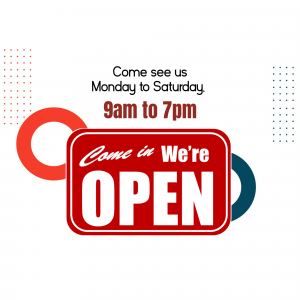 An image displaying a business open sign with operating hours.
