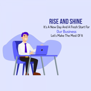 Illustration of a businessman working on a laptop with motivational text.