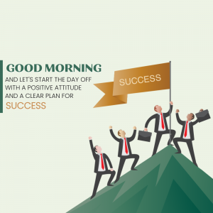 Business team climbing a hill towards a success flag