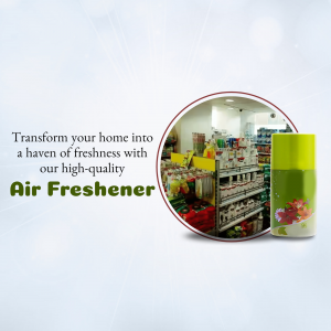 Advertisement for air freshener with a store background