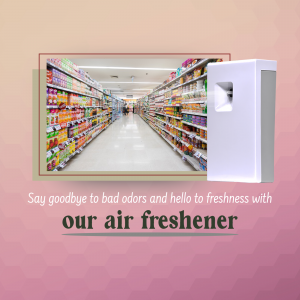 White air freshener dispenser next to a grocery store aisle