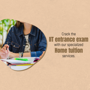 Student studying with books and a watch, promoting IIT entrance exam home tuition services.