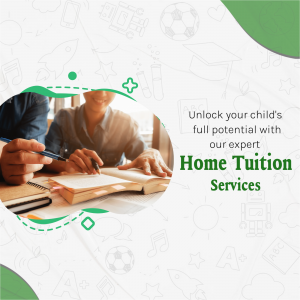 Image promoting home tuition services with a student and tutor.