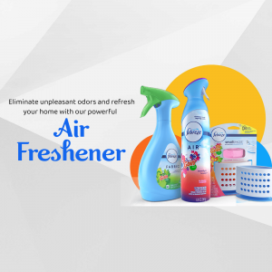 Air Freshener spray and refills on a colorful background