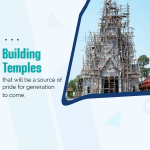Temple under construction with scaffolding