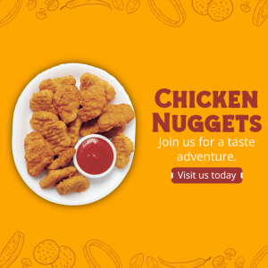 Plate of golden brown chicken nuggets with ketchup