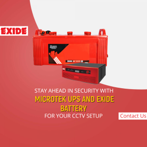 Red Exide battery and Microtek UPS system for CCTV security
