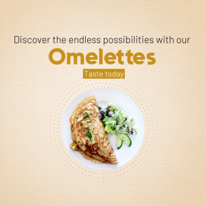 Close-up of a golden brown omelette with a side salad.