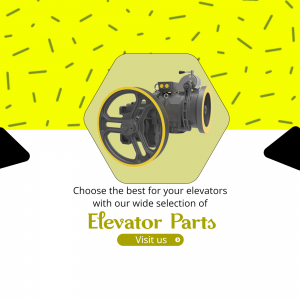 Image of an elevator part with text promoting elevator parts selection.