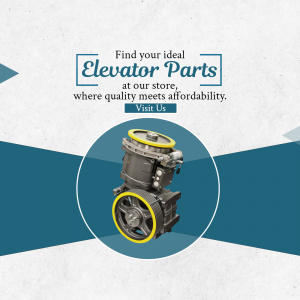 Image of elevator parts with text promoting quality and affordability.
