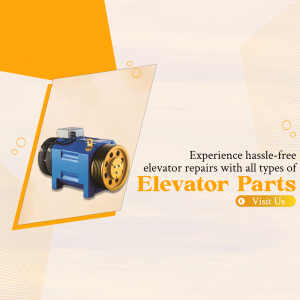 Image of elevator parts with text promoting hassle-free repairs.
