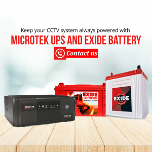 Microtek UPS and Exide battery powering a CCTV system