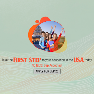 Students celebrating in front of the US Capitol Building with text promoting education in the USA.