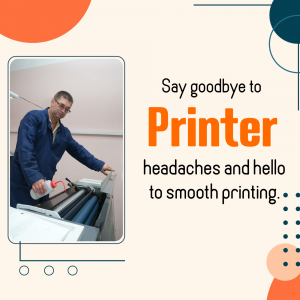 Technician repairing a large format printer